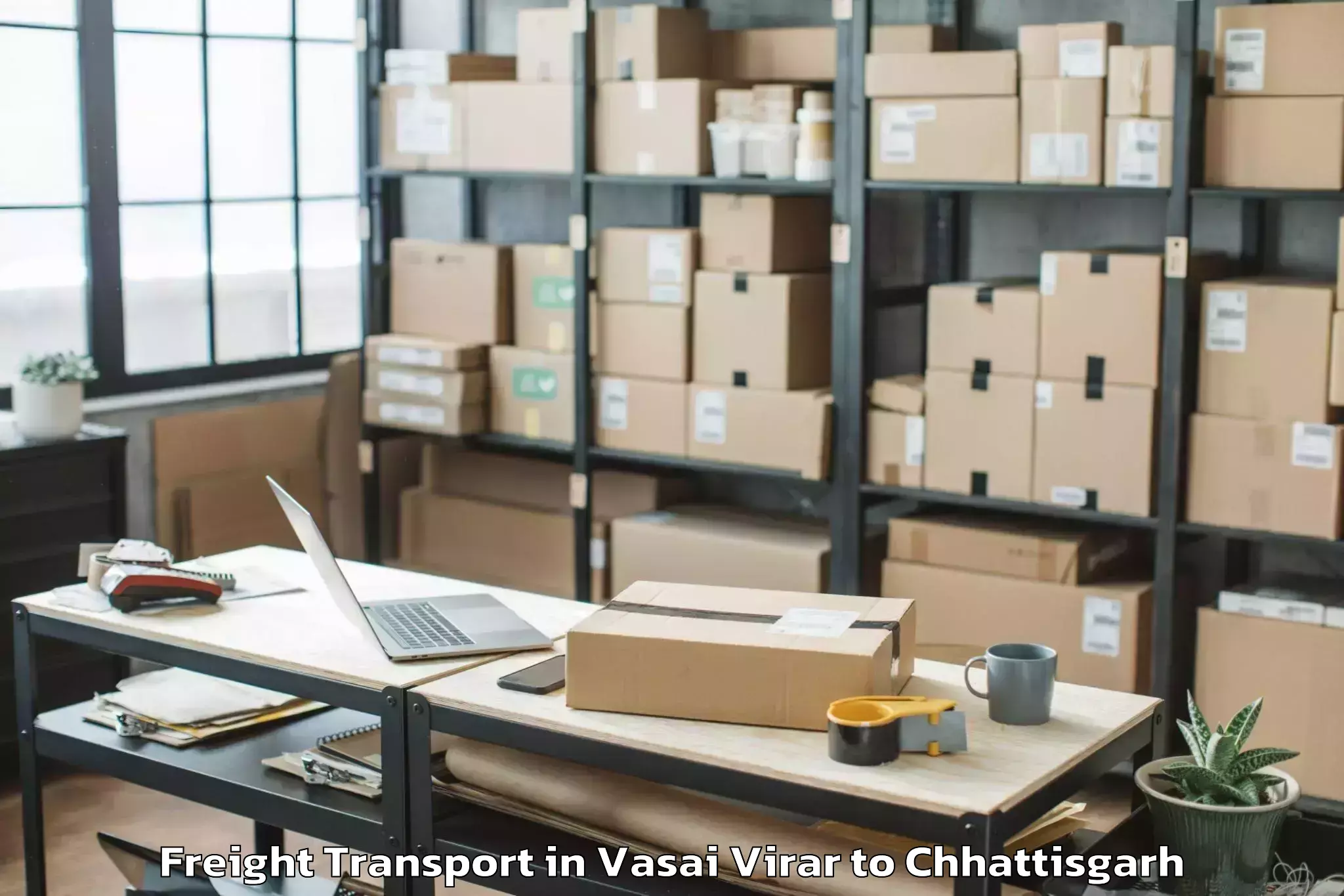 Efficient Vasai Virar to Isbm University Gariyaband Freight Transport